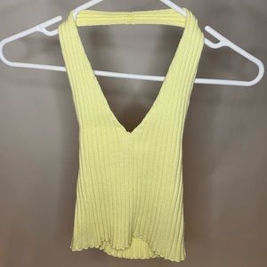 Forever 21 Yellow Knit Cropped Halter Top
